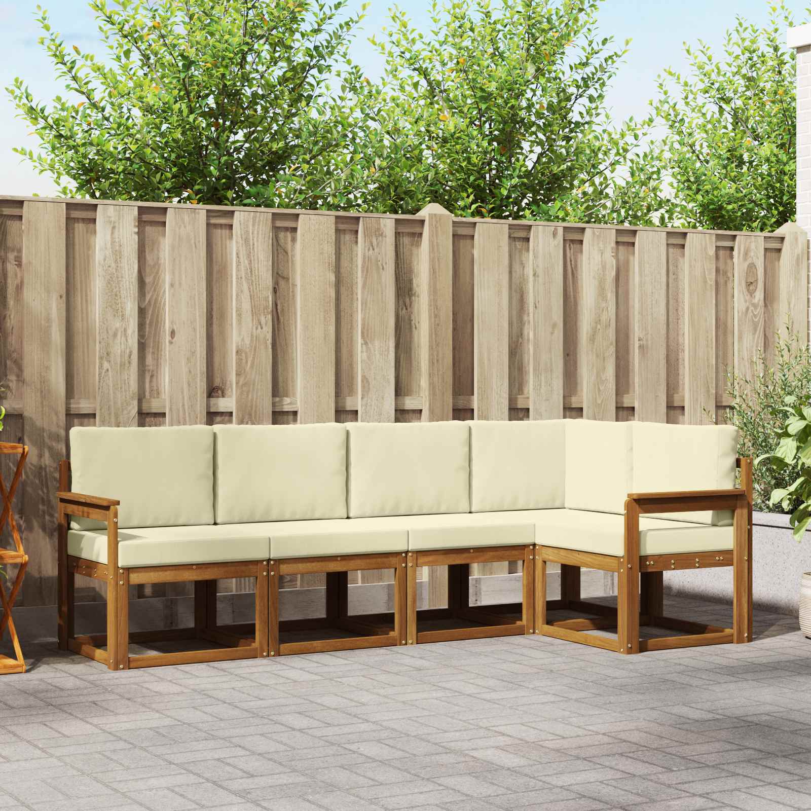 Set vanjskih sofa s jastukom 5 pcs Prirodna i krem