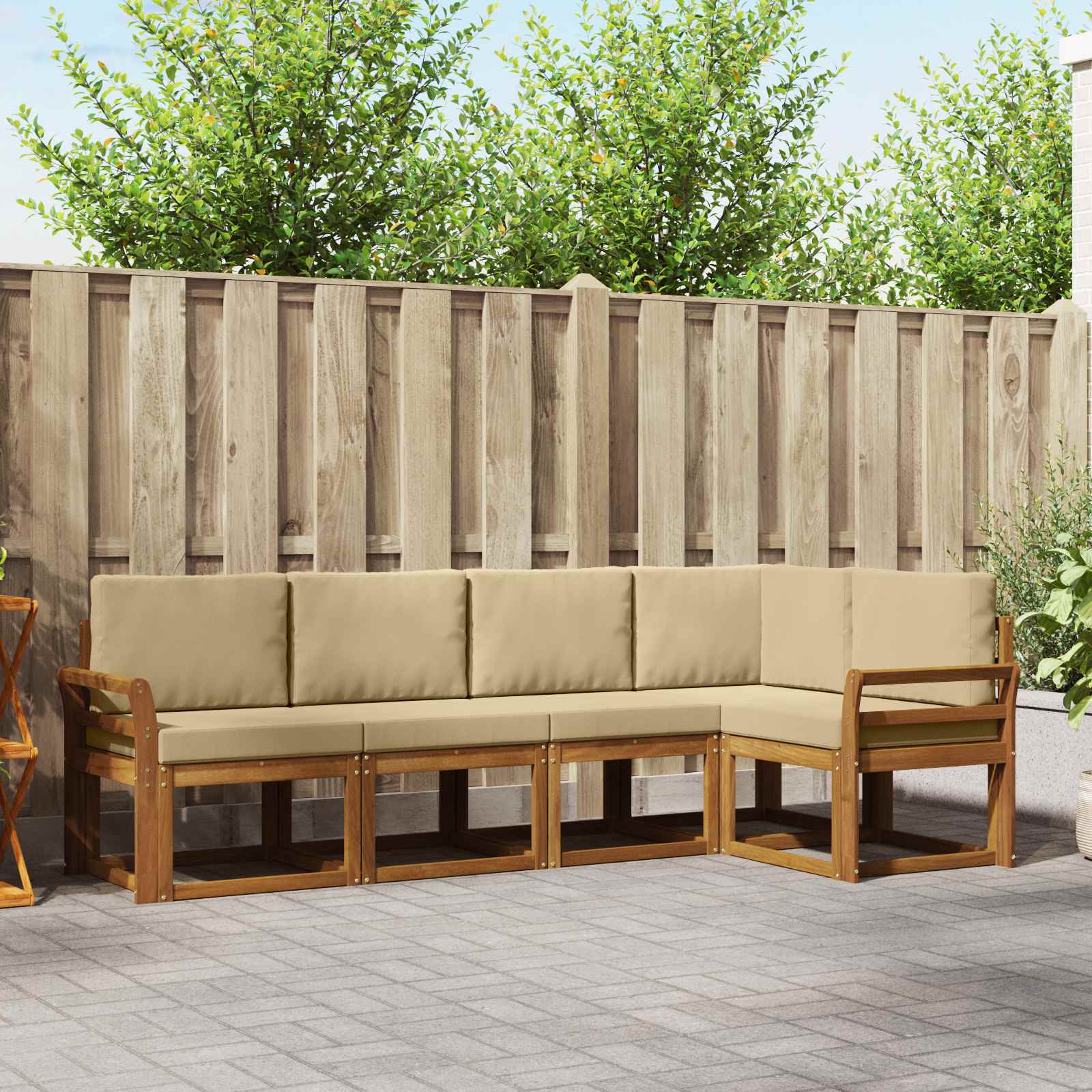 Set vanjskih sofa s jastukom 5 pcs Prirodna i bež