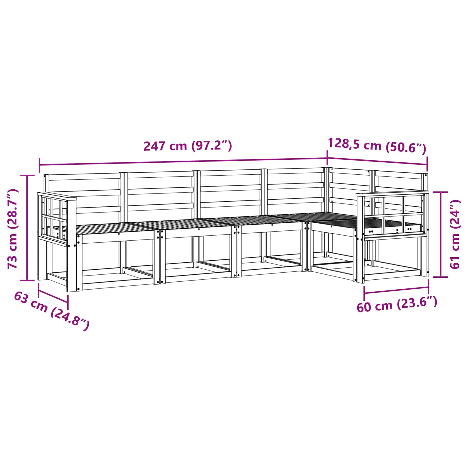 Set vanjskih sofa 5 pcs Prirodna