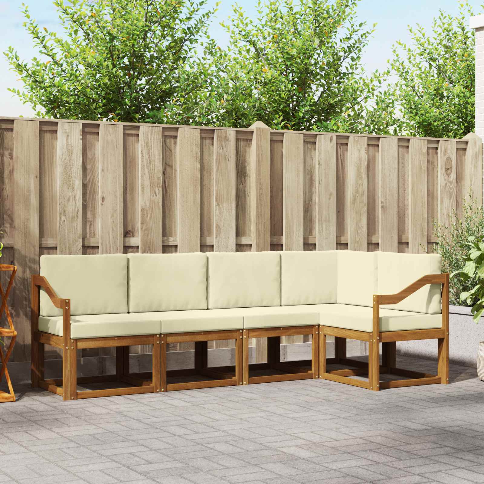 Set vanjskih sofa s jastukom 5 pcs Prirodna i krem