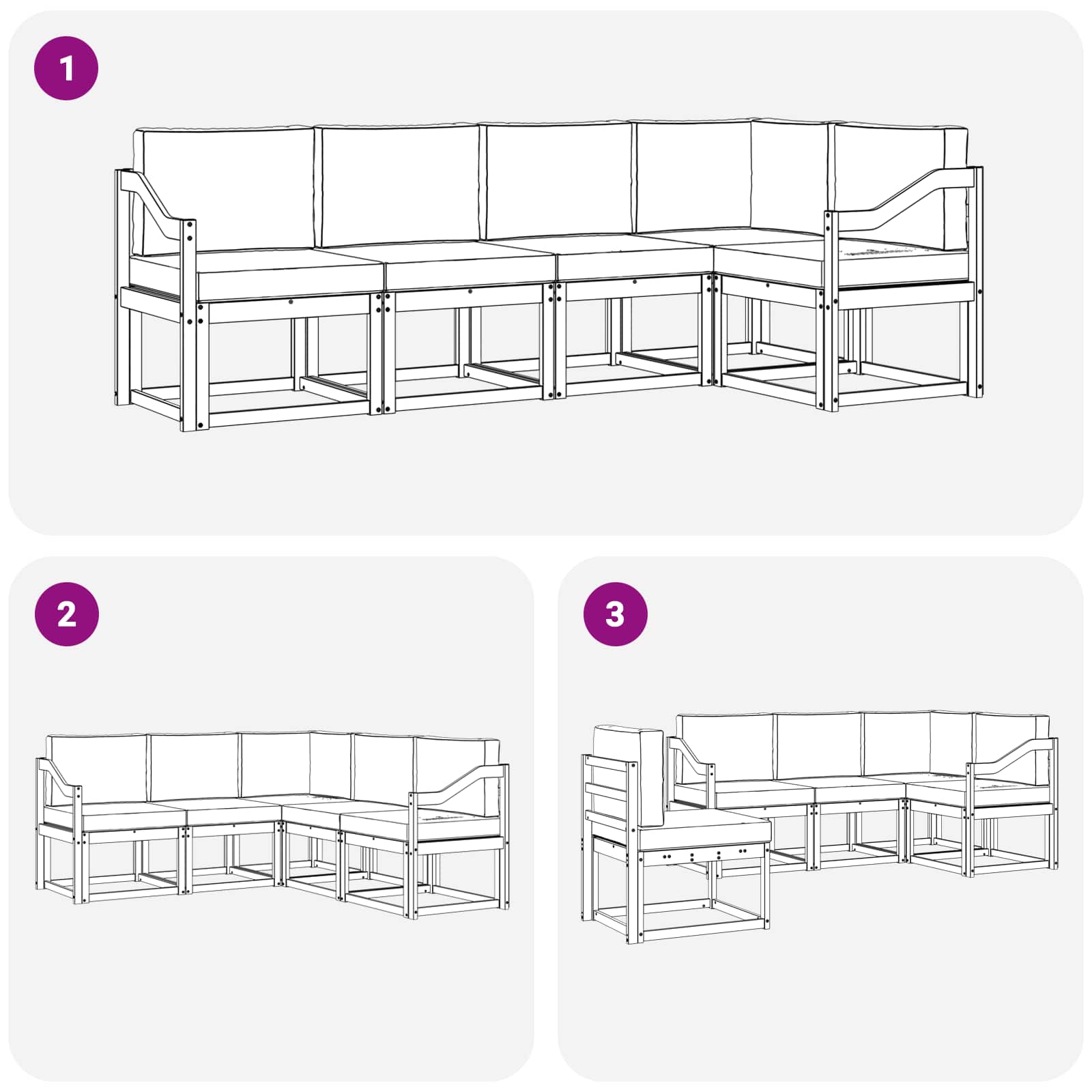 Set vanjskih sofa s jastukom 5 pcs Prirodna i krem
