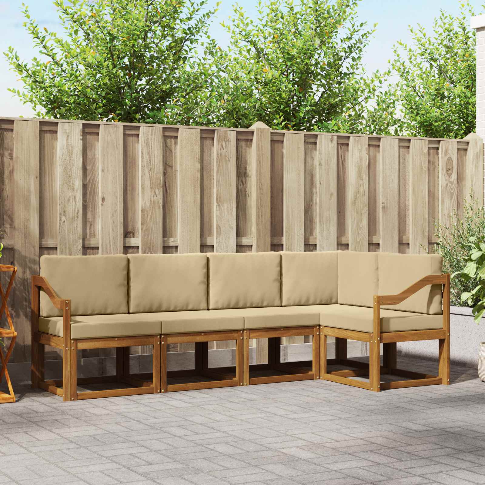 Set vanjskih sofa s jastukom 5 pcs Prirodna i bež