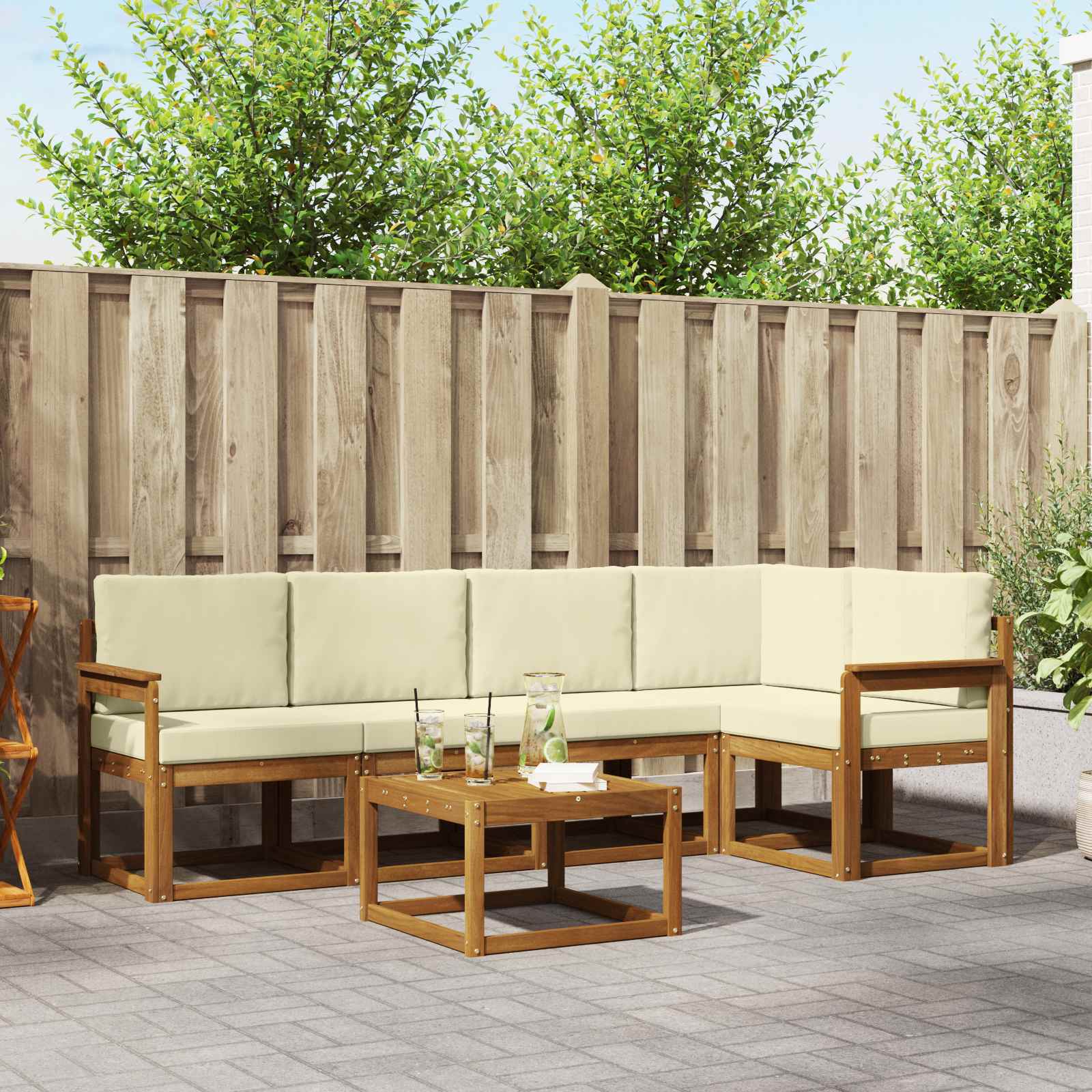 Set vanjskih sofa 6 kom. Prirodna i krem