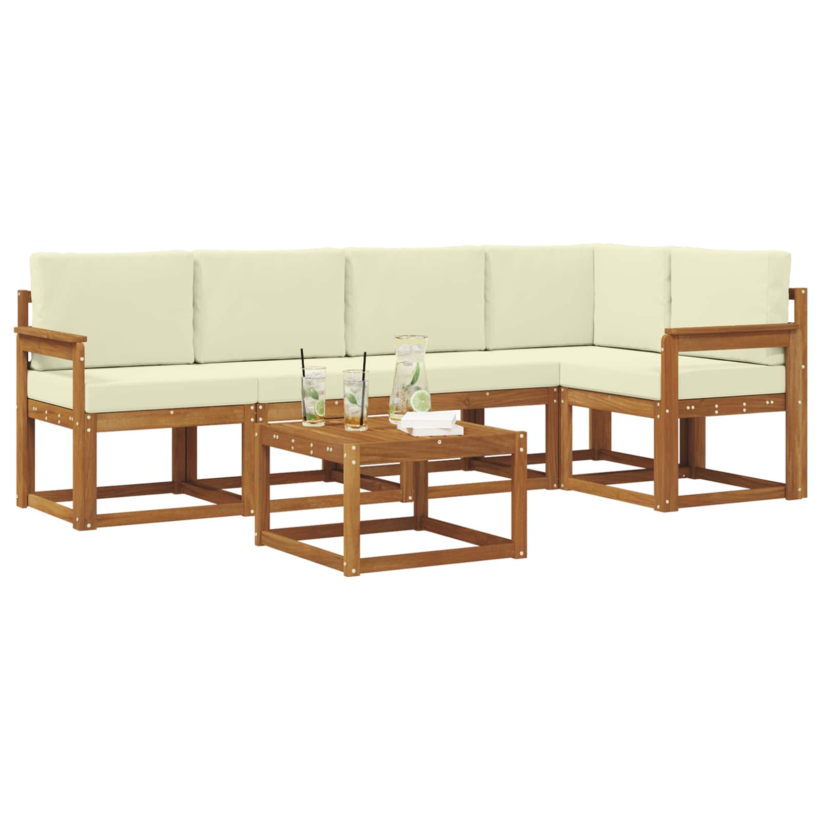 Set vanjskih sofa 6 kom. Prirodna i krem