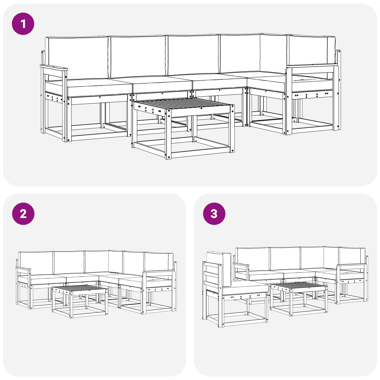 Set vanjskih sofa 6 kom. Prirodna i krem