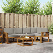 Set vanjskih sofa 6 kom. Prirodna i svijetlo siva