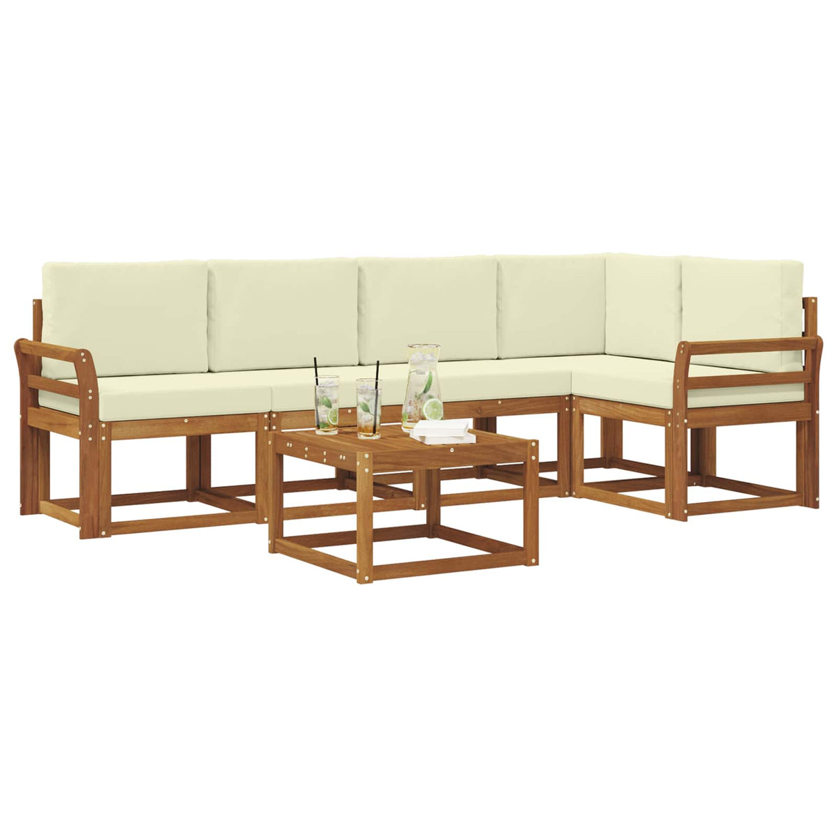 Set vanjskih sofa 6 kom. Prirodna i krem