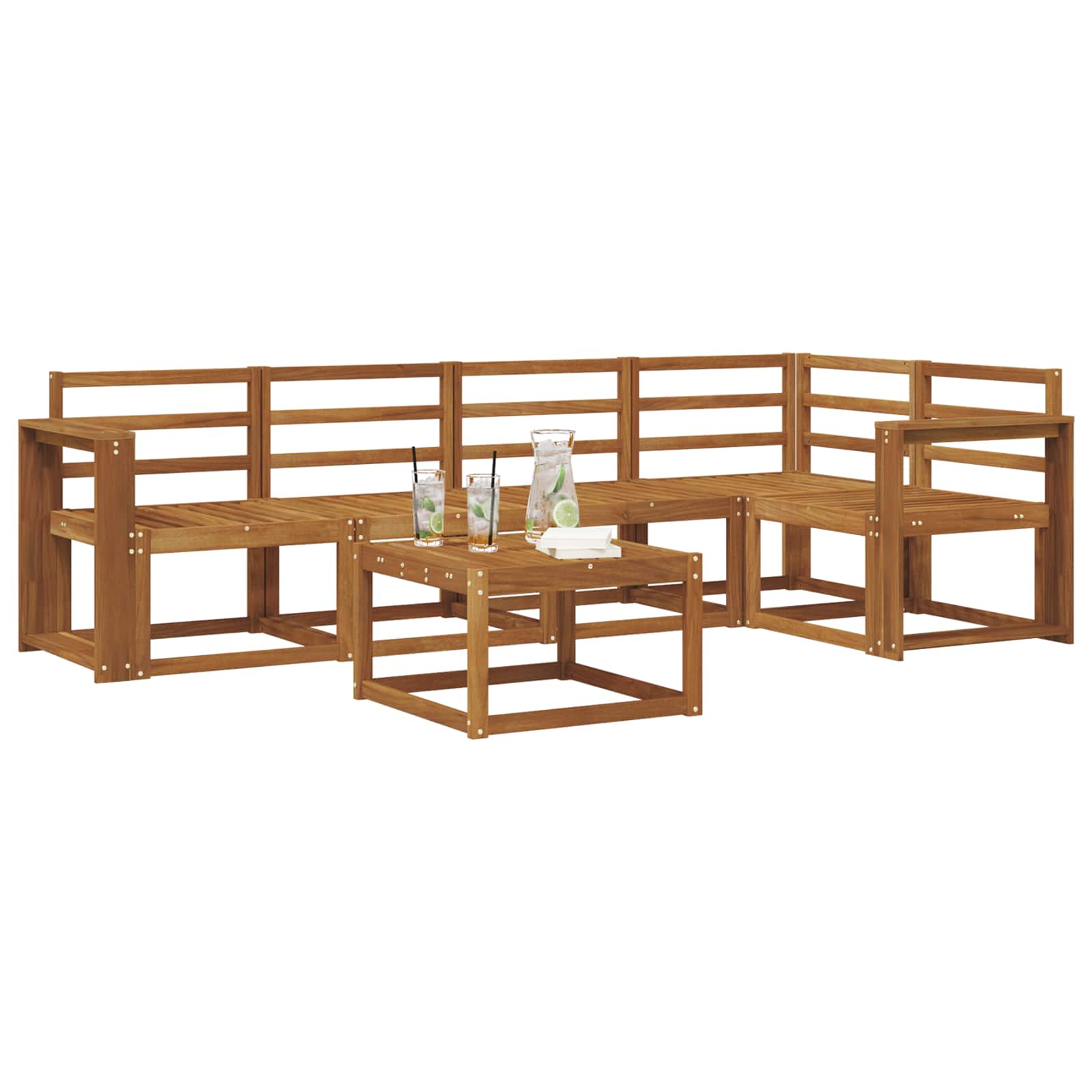 Set vanjskih sofa 6 pcs Prirodna Čvrsto drvo akacije