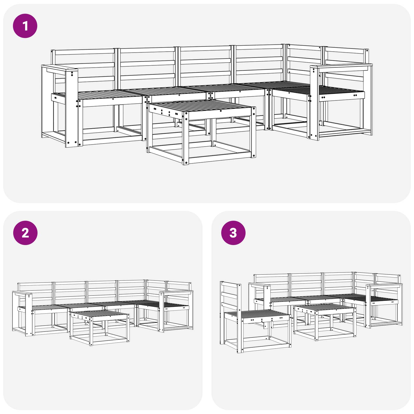 Set vanjskih sofa 6 pcs Prirodna Čvrsto drvo akacije
