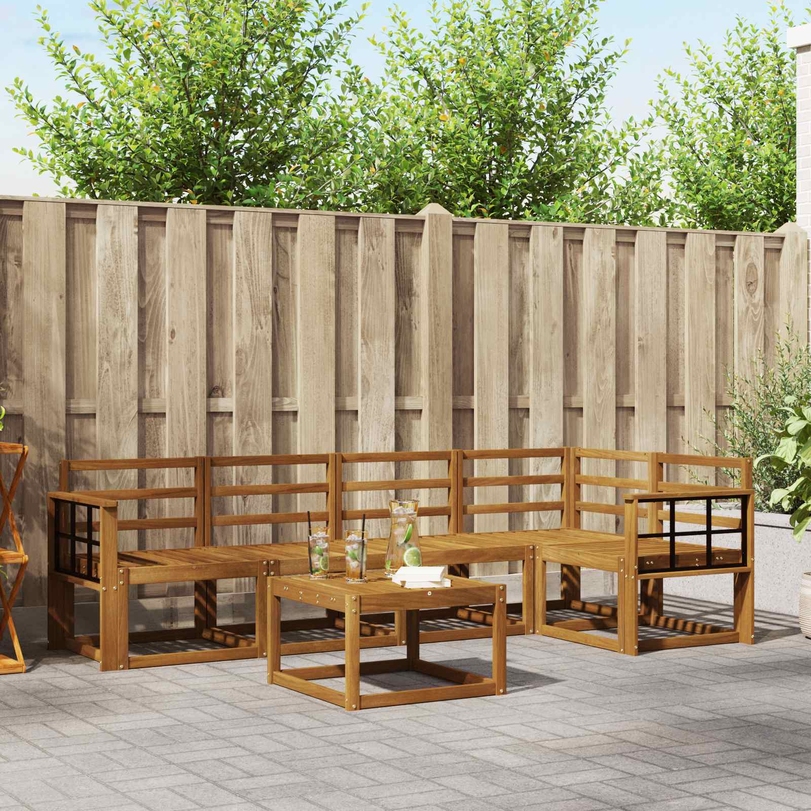 Set vanjskih sofa 6 pcs Prirodna Čvrsto drvo akacije
