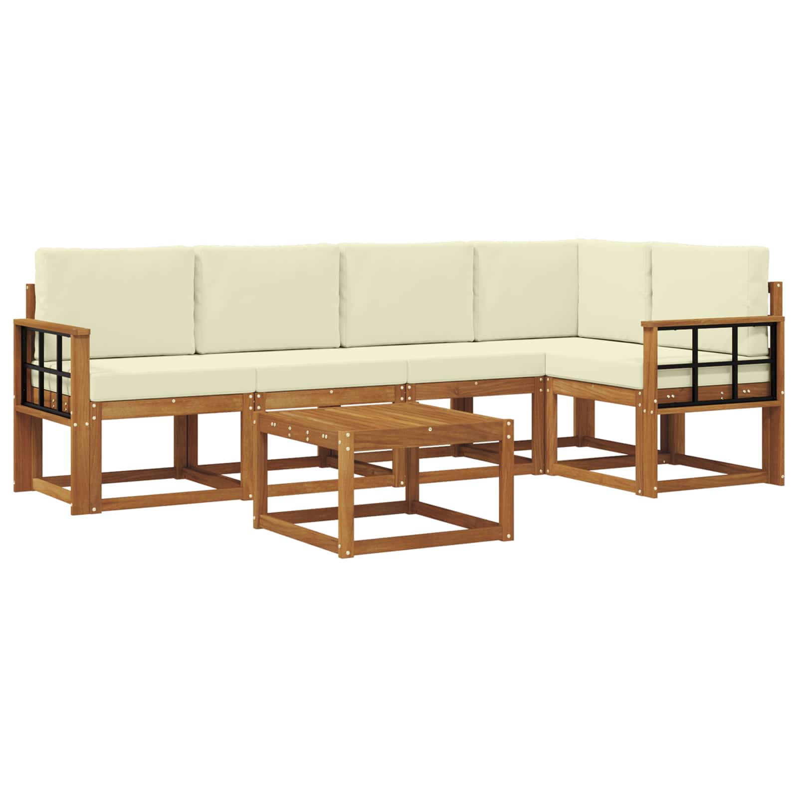 Set vanjskih sofa s jastukom 6 pcs Prirodna i krem