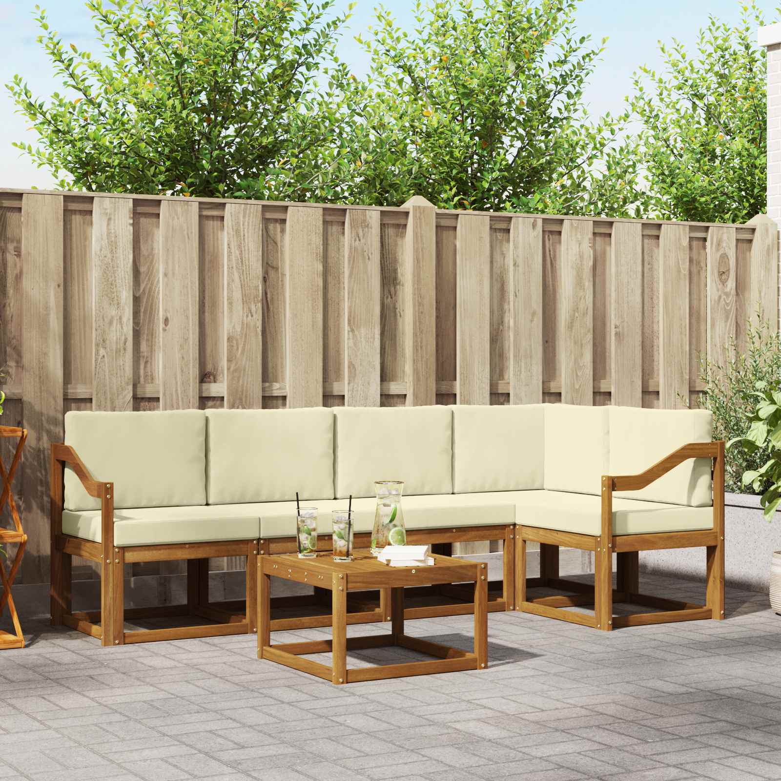Set vanjskih sofa s jastukom 6 pcs Prirodna i krem
