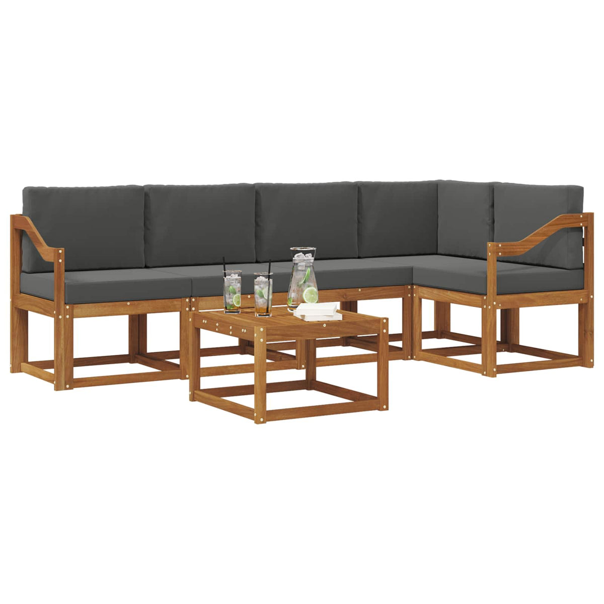 Set vanjskih sofa 6 kom. Prirodna i antracit