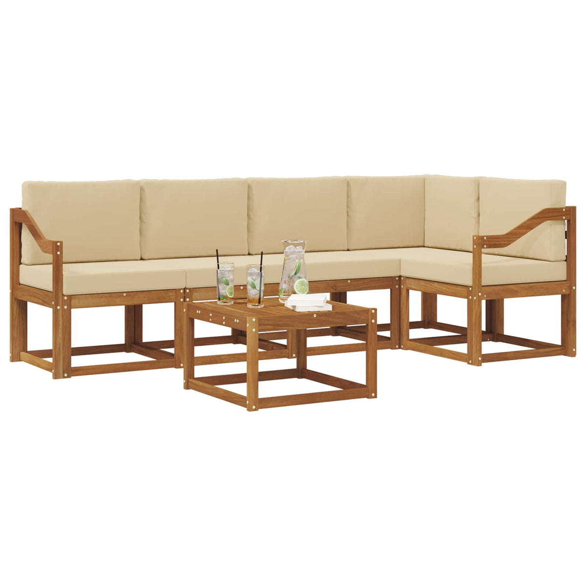 Set vanjskih sofa 6 kom. Prirodna i bež
