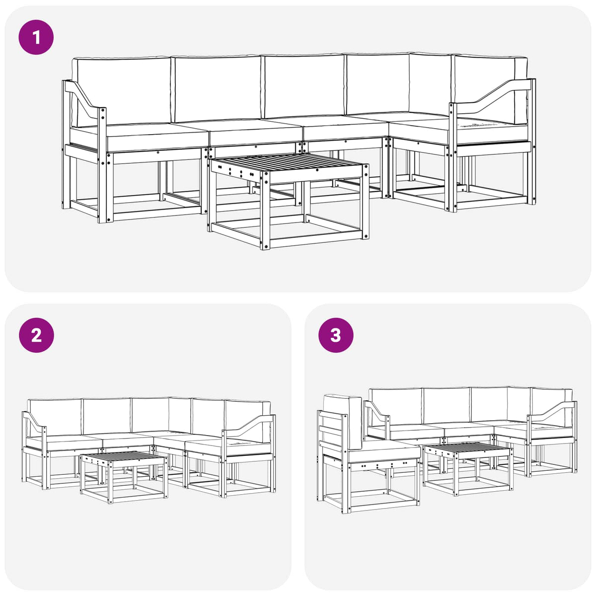 Set vanjskih sofa 6 kom. Prirodna i bež