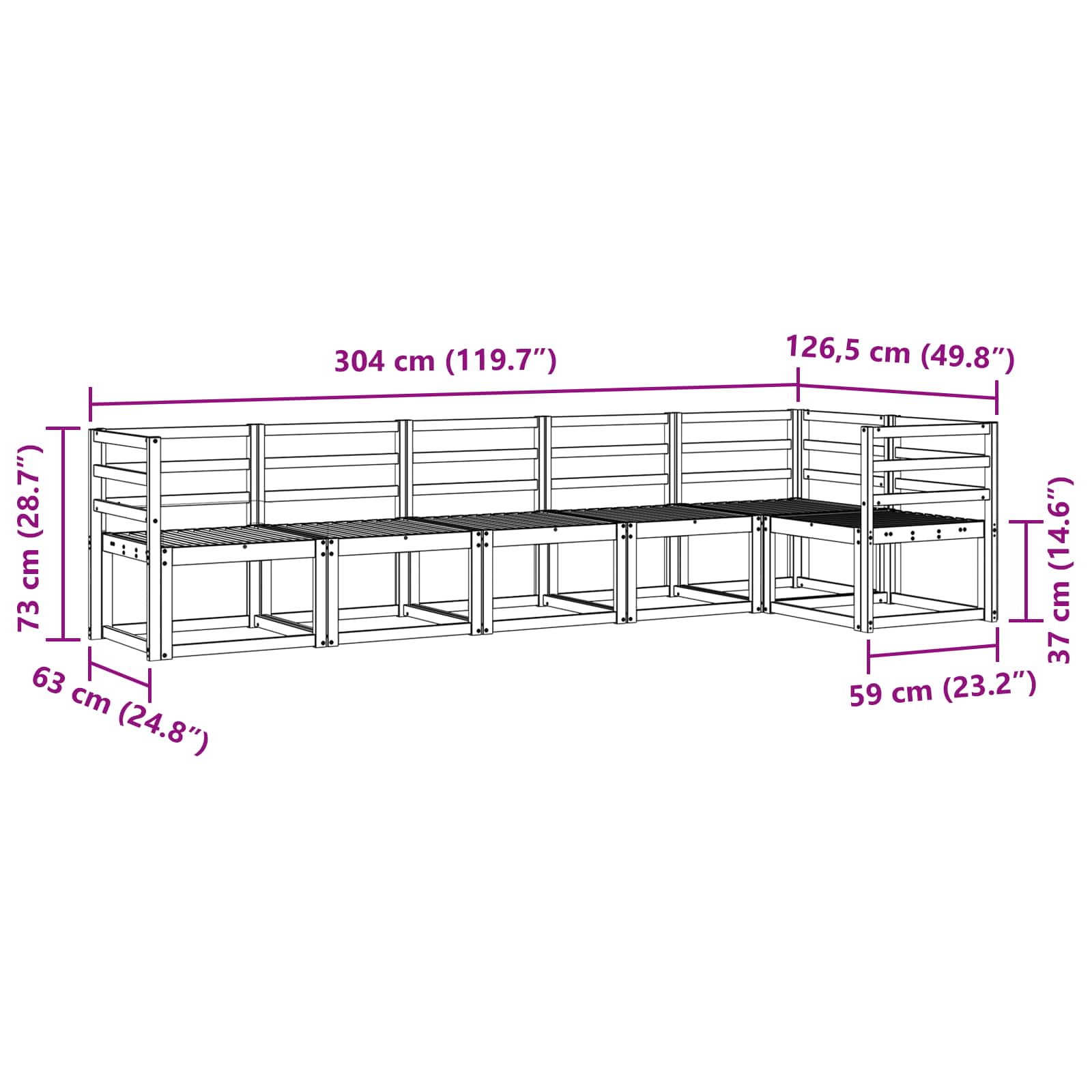 Set vanjskih sofa 6 pcs Prirodna Čvrsto drvo akacije