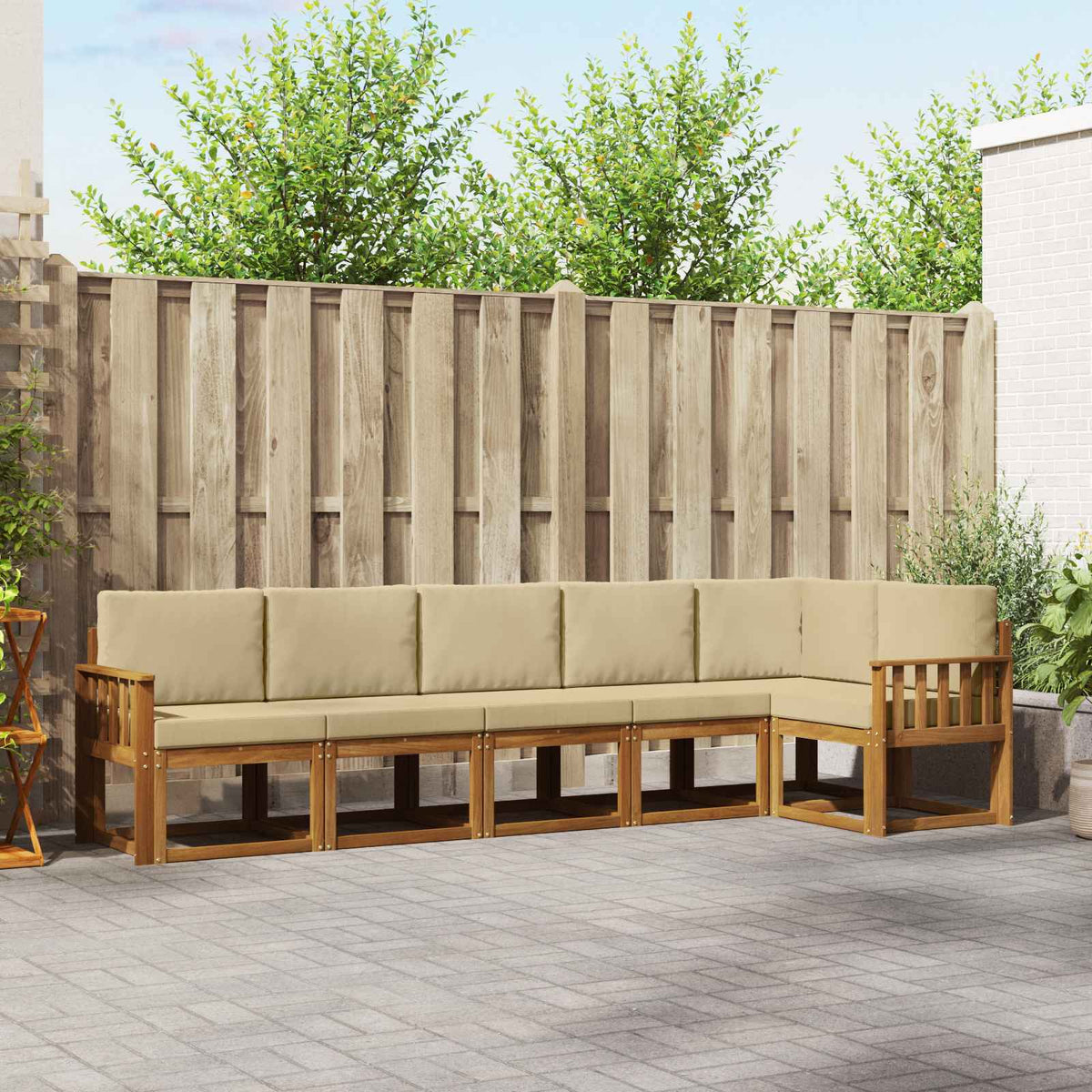Set vanjskih sofa 6 kom. Prirodna i bež Smeđa 306 x 128,5 x 73 cm