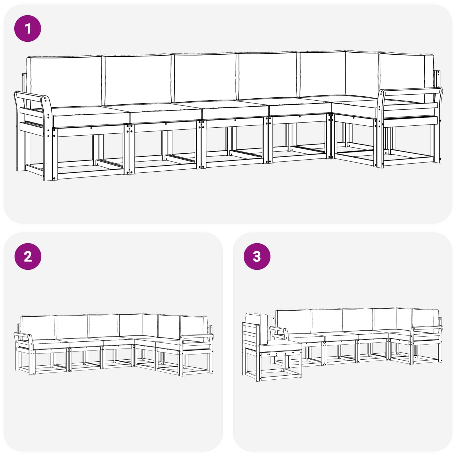 Set vanjskih sofa s jastukom 6 pcs Prirodna i krem