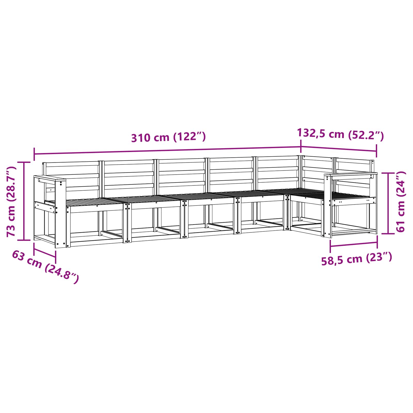 Set vanjskih sofa 6 pcs Prirodna Čvrsto drvo akacije