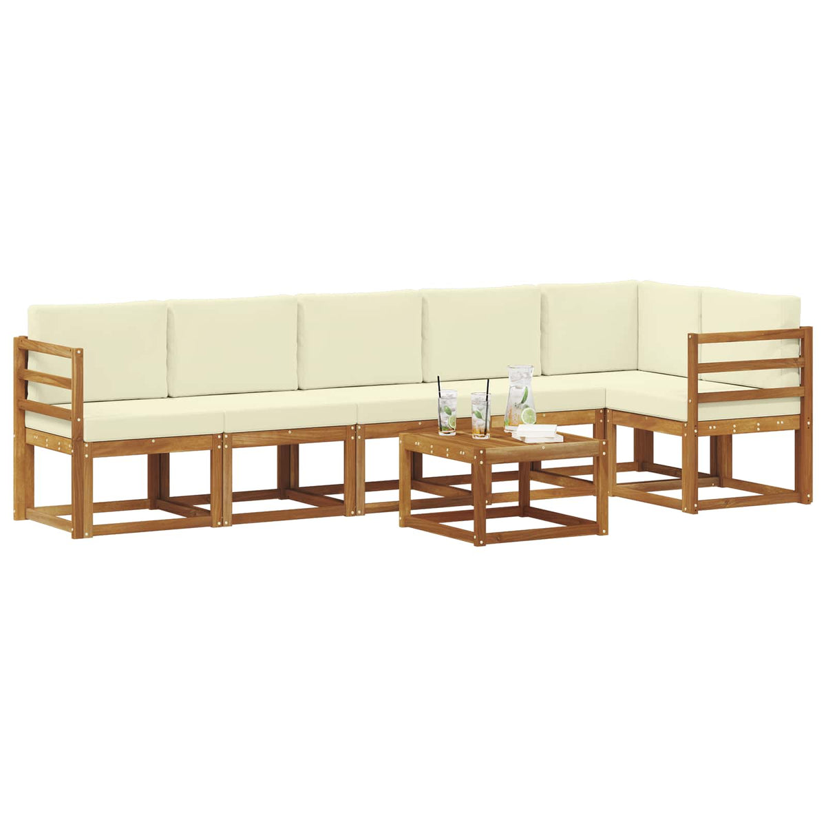 Set vanjskih sofa 7 kom. Prirodna i krem