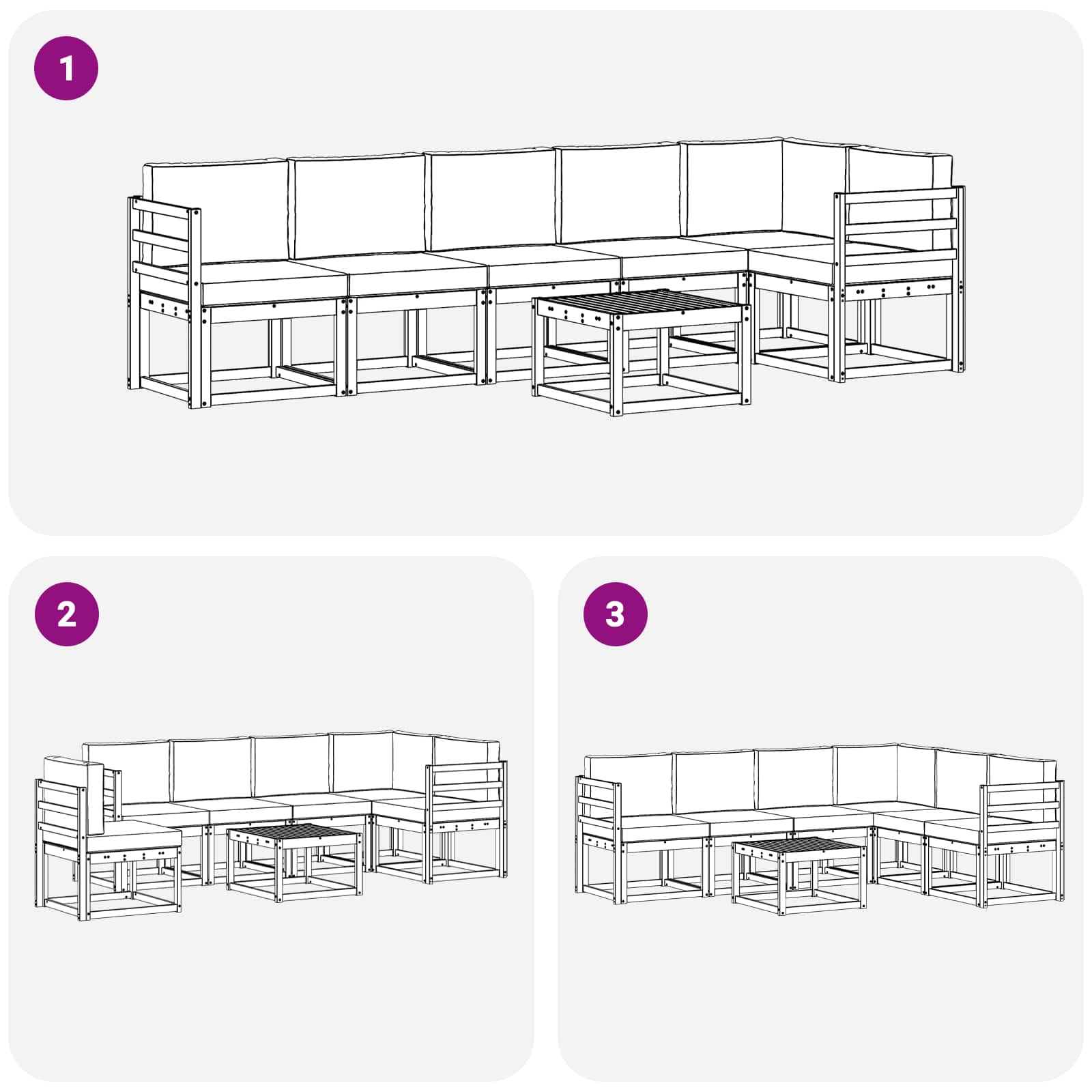 Set vanjskih sofa s jastukom 7 pcs Prirodna i krem