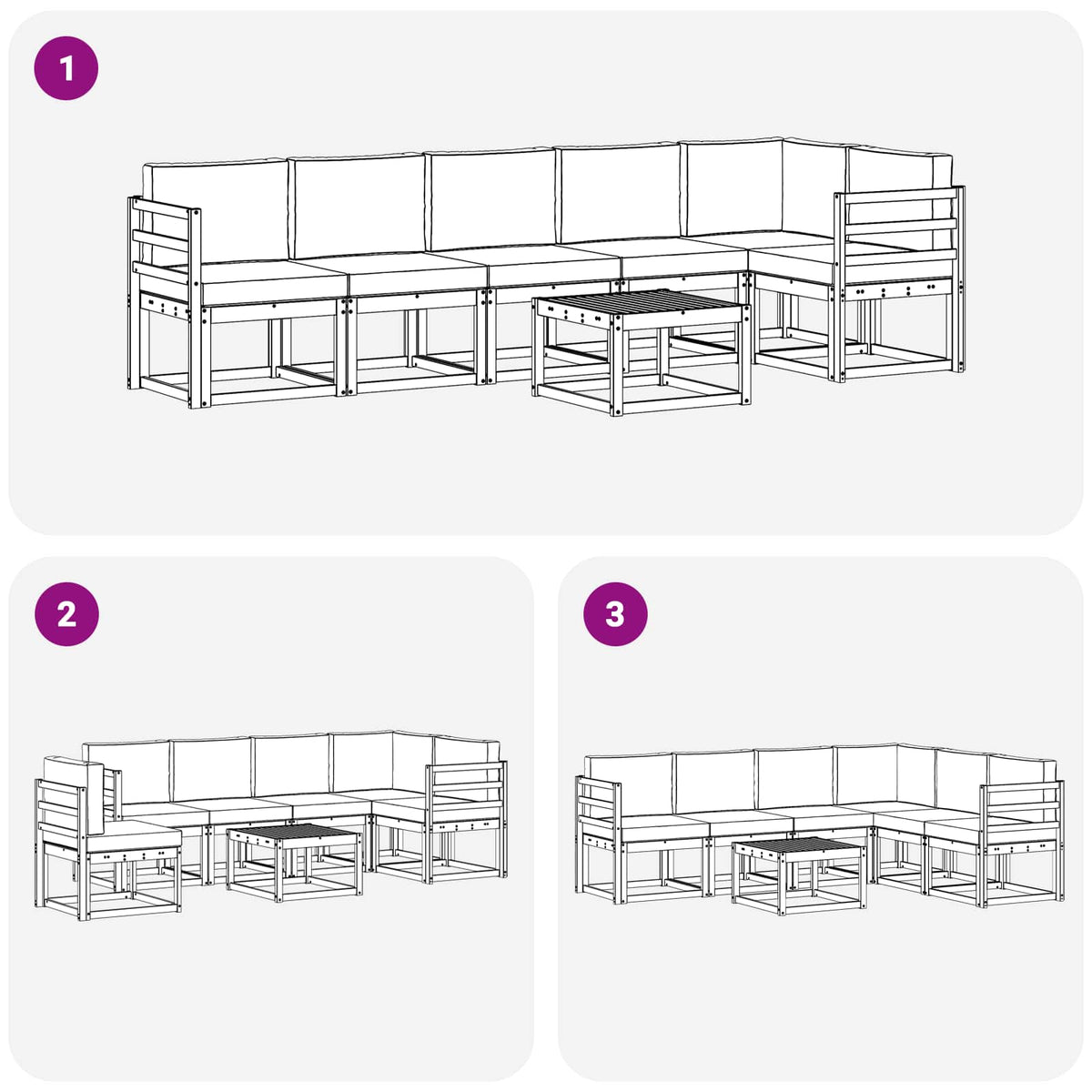 Set vanjskih sofa 7 kom. Prirodna i krem