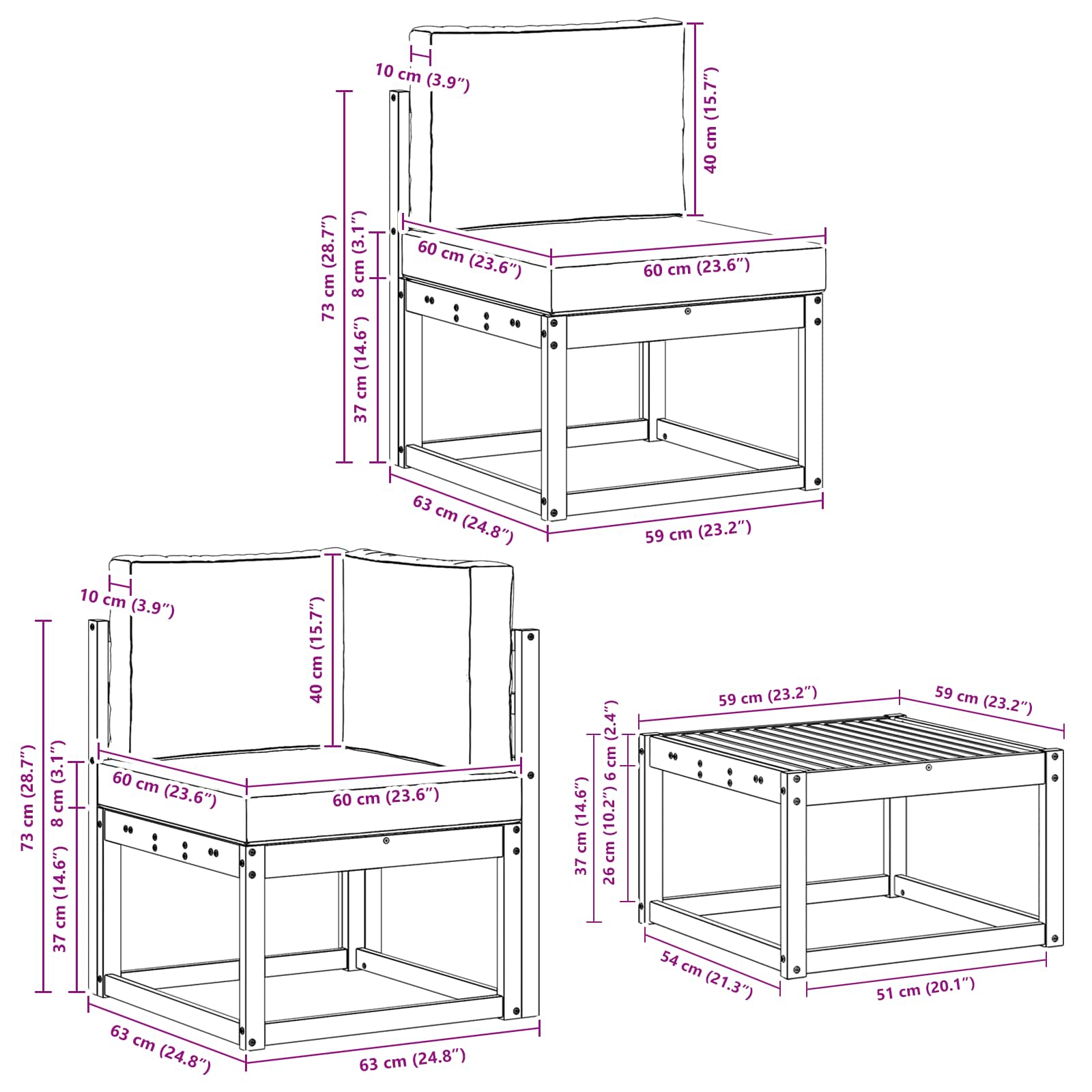 Set vanjskih sofa s jastukom 7 pcs Prirodna i antracit