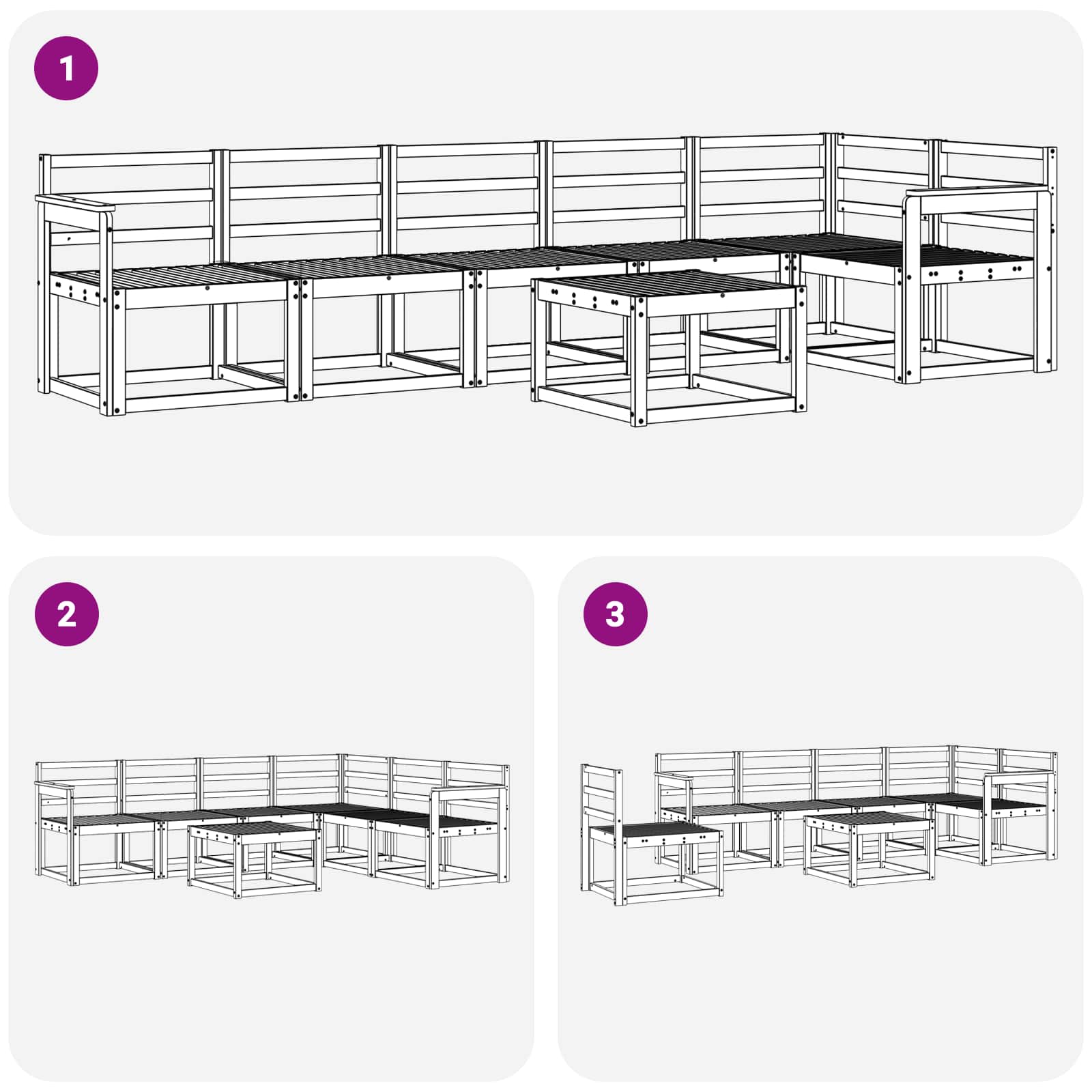 Set vanjskih sofa 7 pcs Prirodna Čvrsto drvo akacije
