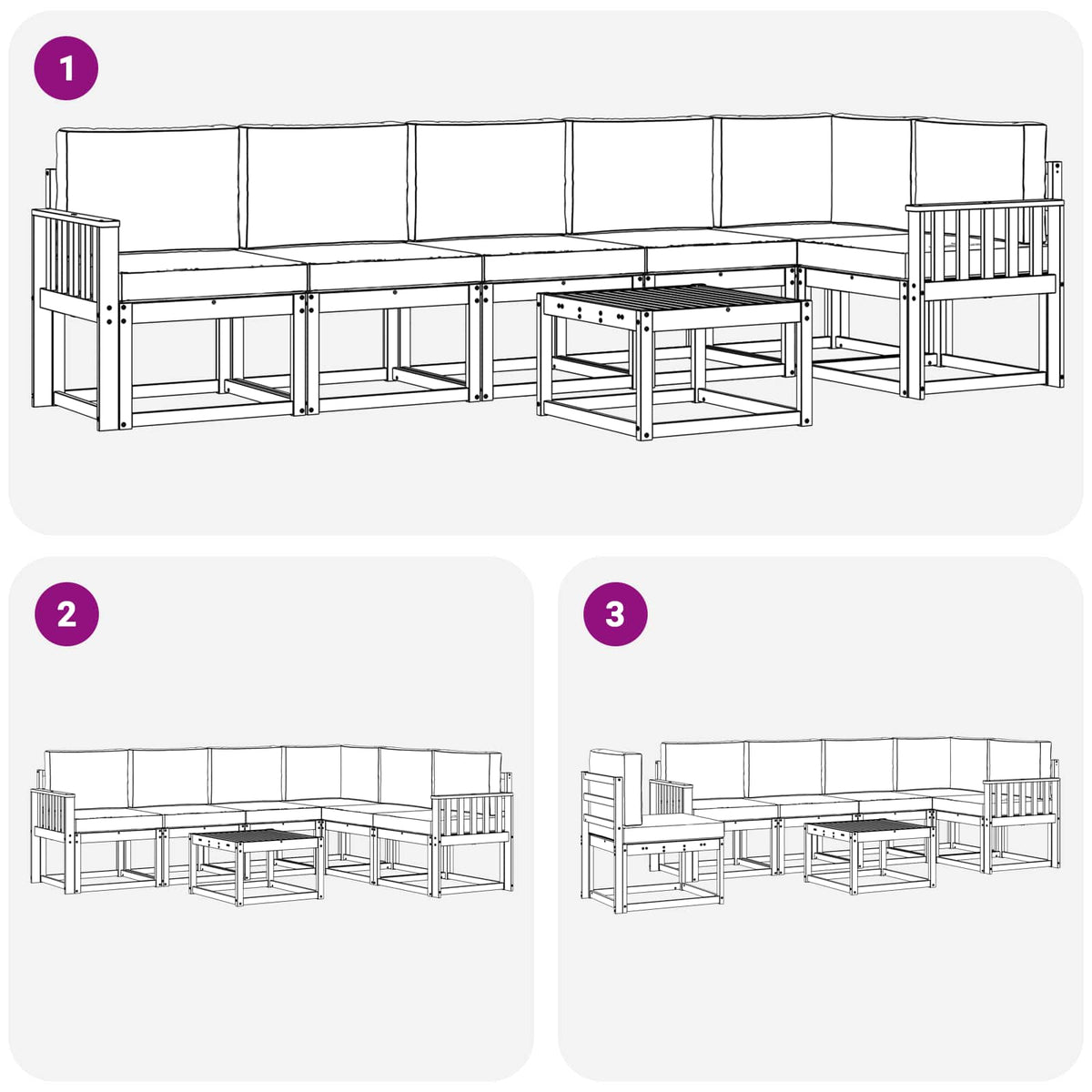 Set vanjskih sofa 7 kom. Prirodna i antracit