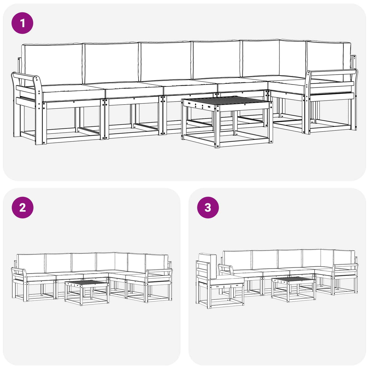 Set vanjskih sofa 7 kom. Prirodna i bež