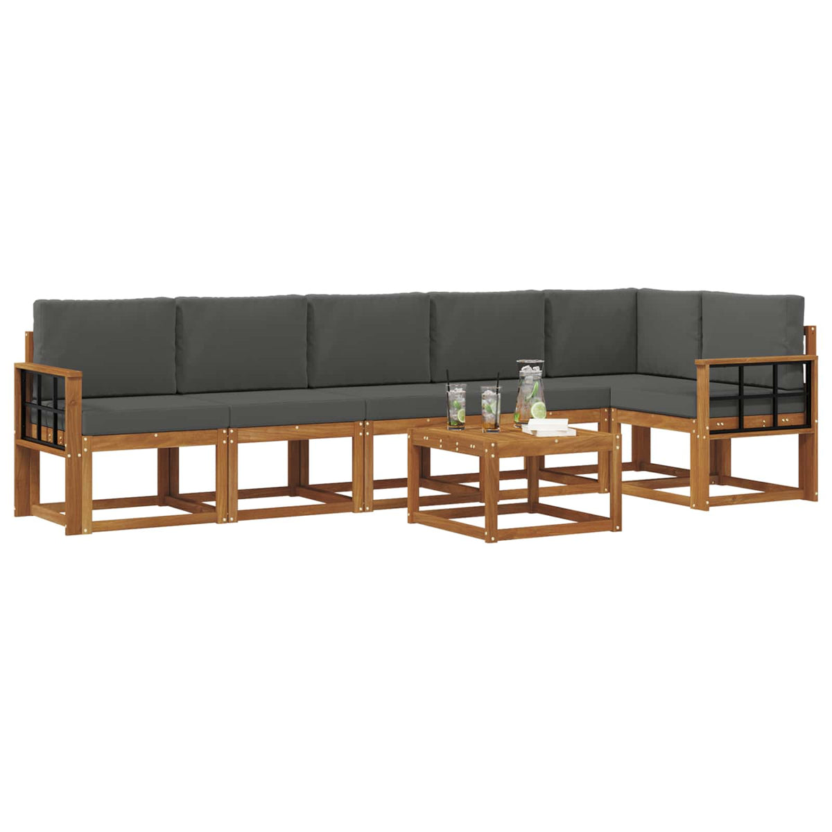 Set vanjskih sofa 7 kom. Prirodna i antracit