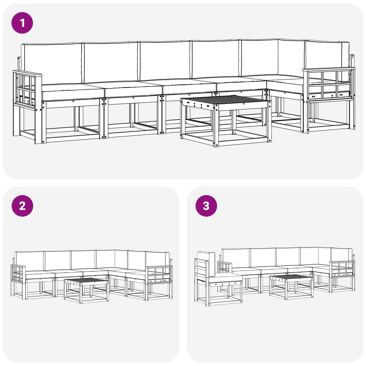Set vanjskih sofa 7 kom. Prirodna i antracit
