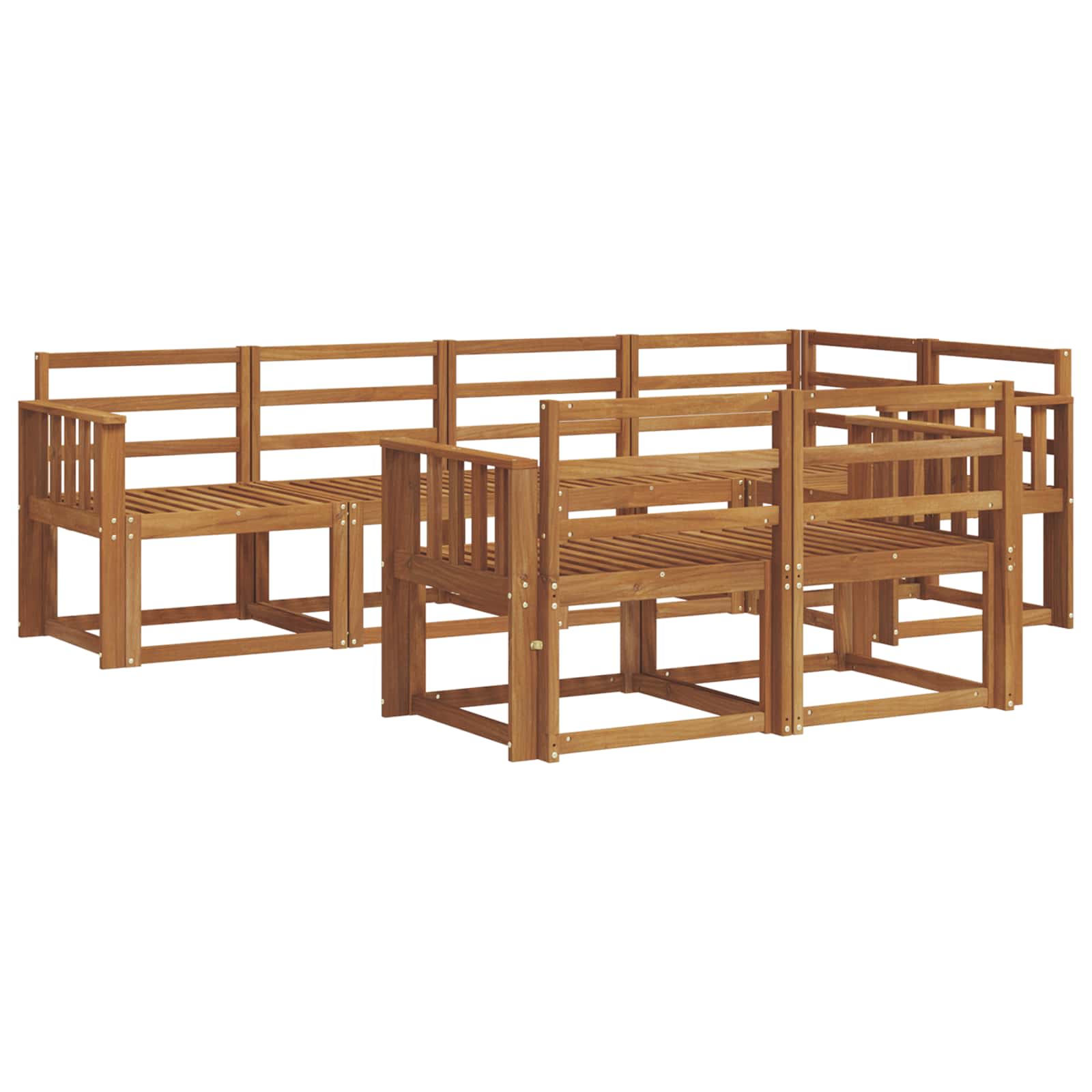 Set vanjskih sofa 7 pcs Prirodna Čvrsto drvo akacije