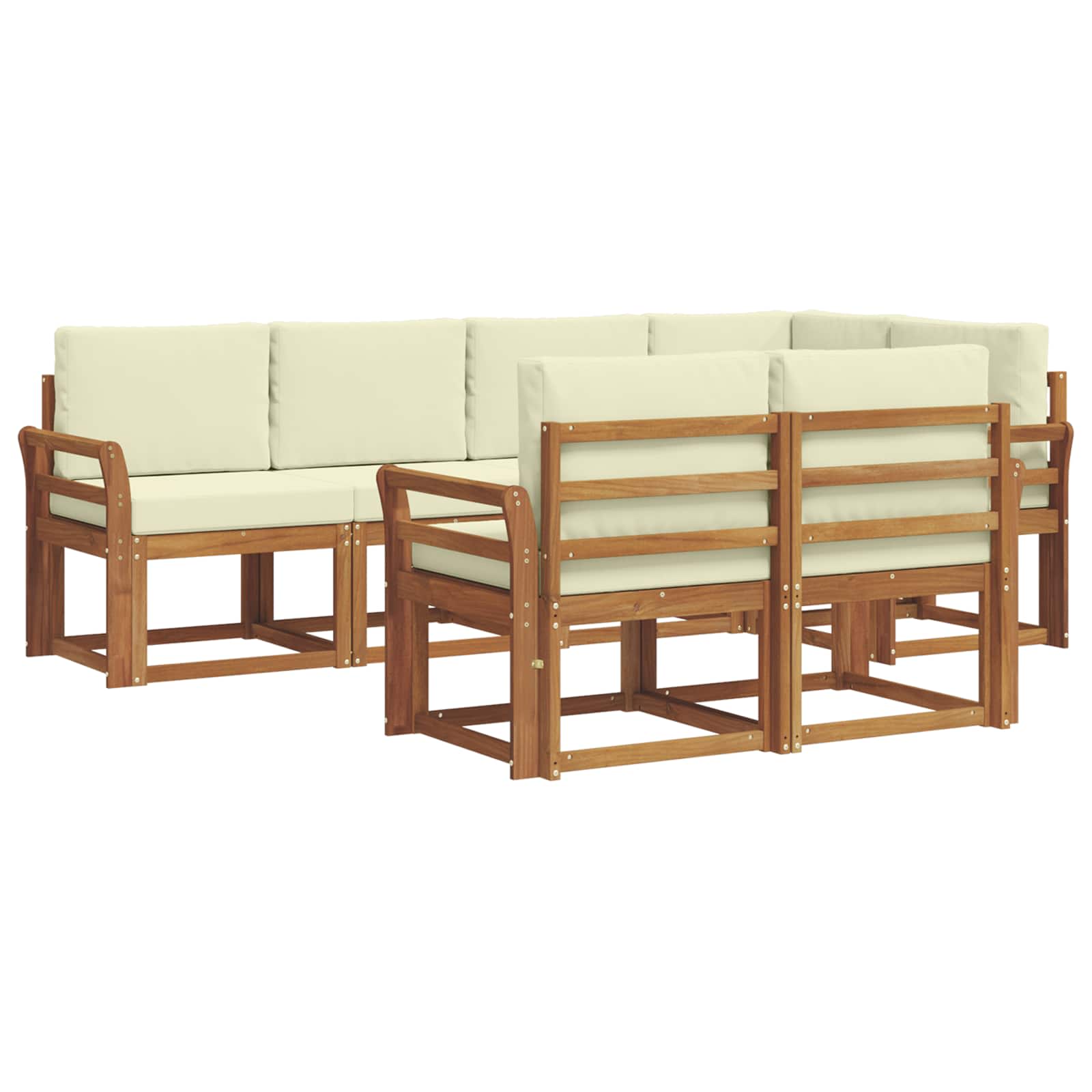 Set vanjskih sofa s jastukom 7 pcs Prirodna i krem