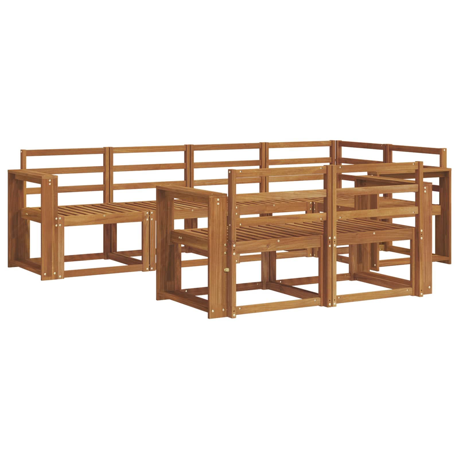 Set vanjskih sofa 7 pcs Prirodna Čvrsto drvo akacije