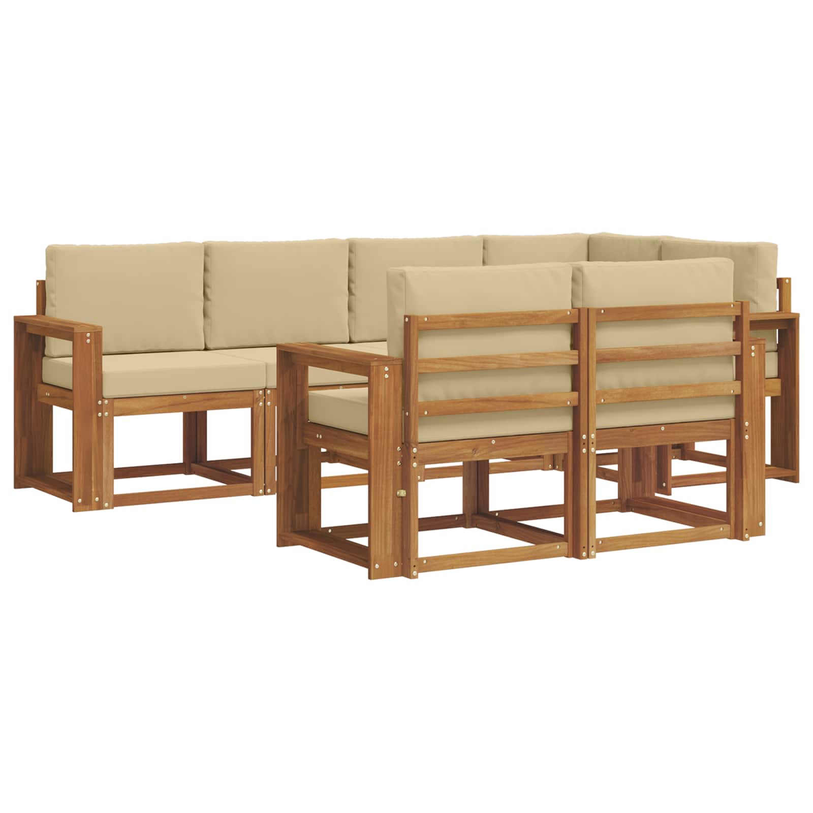 Set vanjskih sofa s jastukom 7 pcs Prirodna i bež