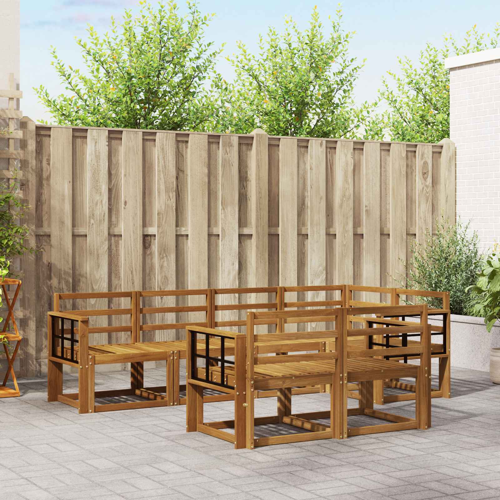 Set vanjskih sofa 7 pcs Prirodna Čvrsto drvo akacije