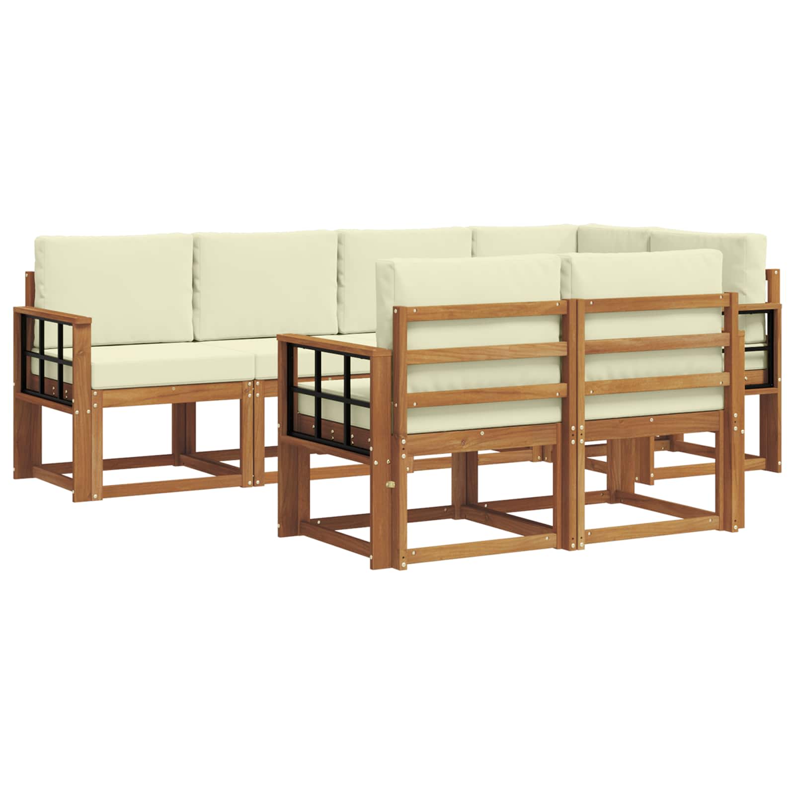 Set vanjskih sofa s jastukom 7 pcs Prirodna i krem