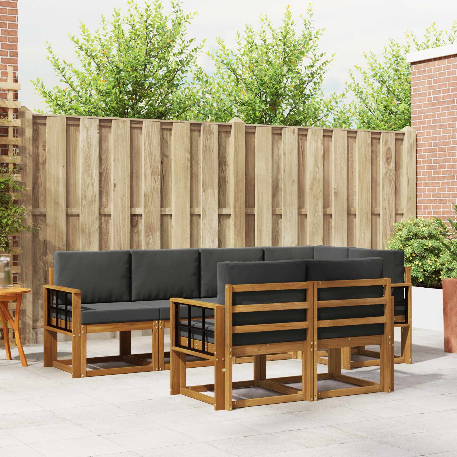 Set vanjskih sofa s jastukom 7 pcs Prirodna i antracit