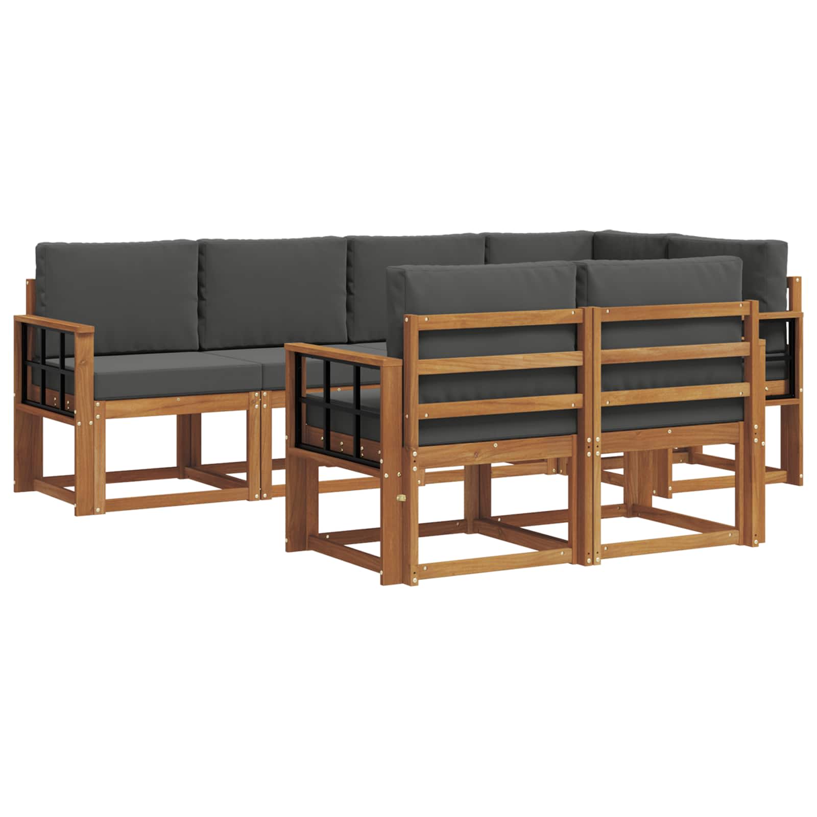Set vanjskih sofa s jastukom 7 pcs Prirodna i antracit