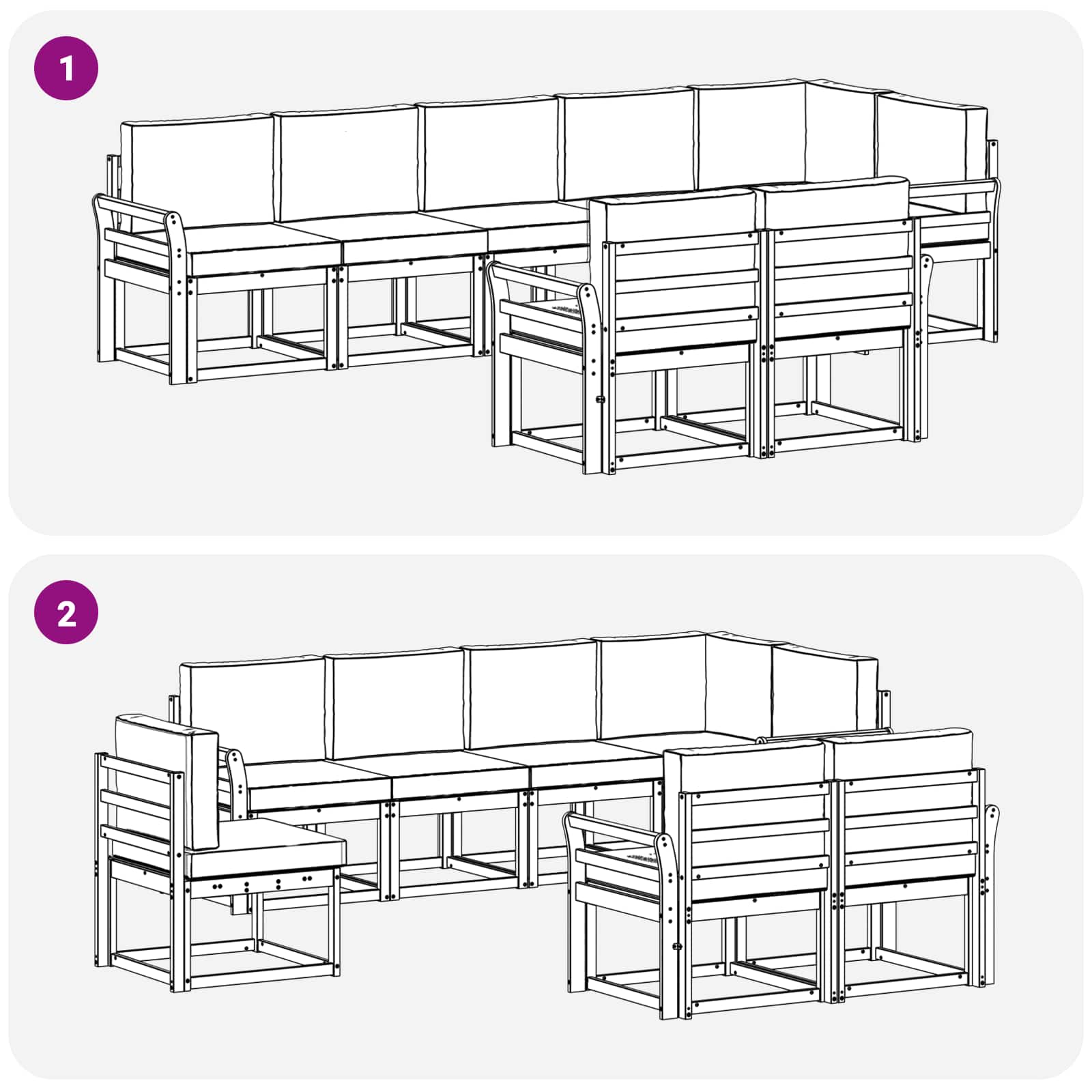 Set vanjskih sofa s jastukom 8 pcs Prirodna i krem