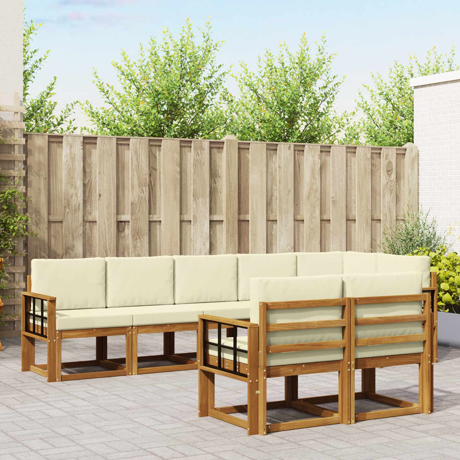 Set vanjskih sofa s jastukom 8 pcs Prirodna i krem