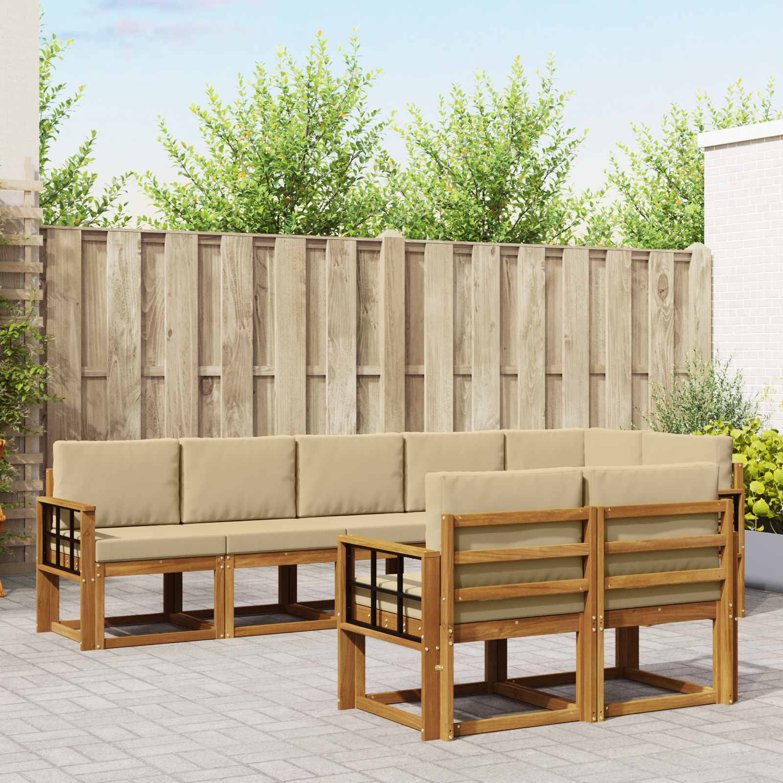Set vanjskih sofa s jastukom 8 pcs Prirodna i bež
