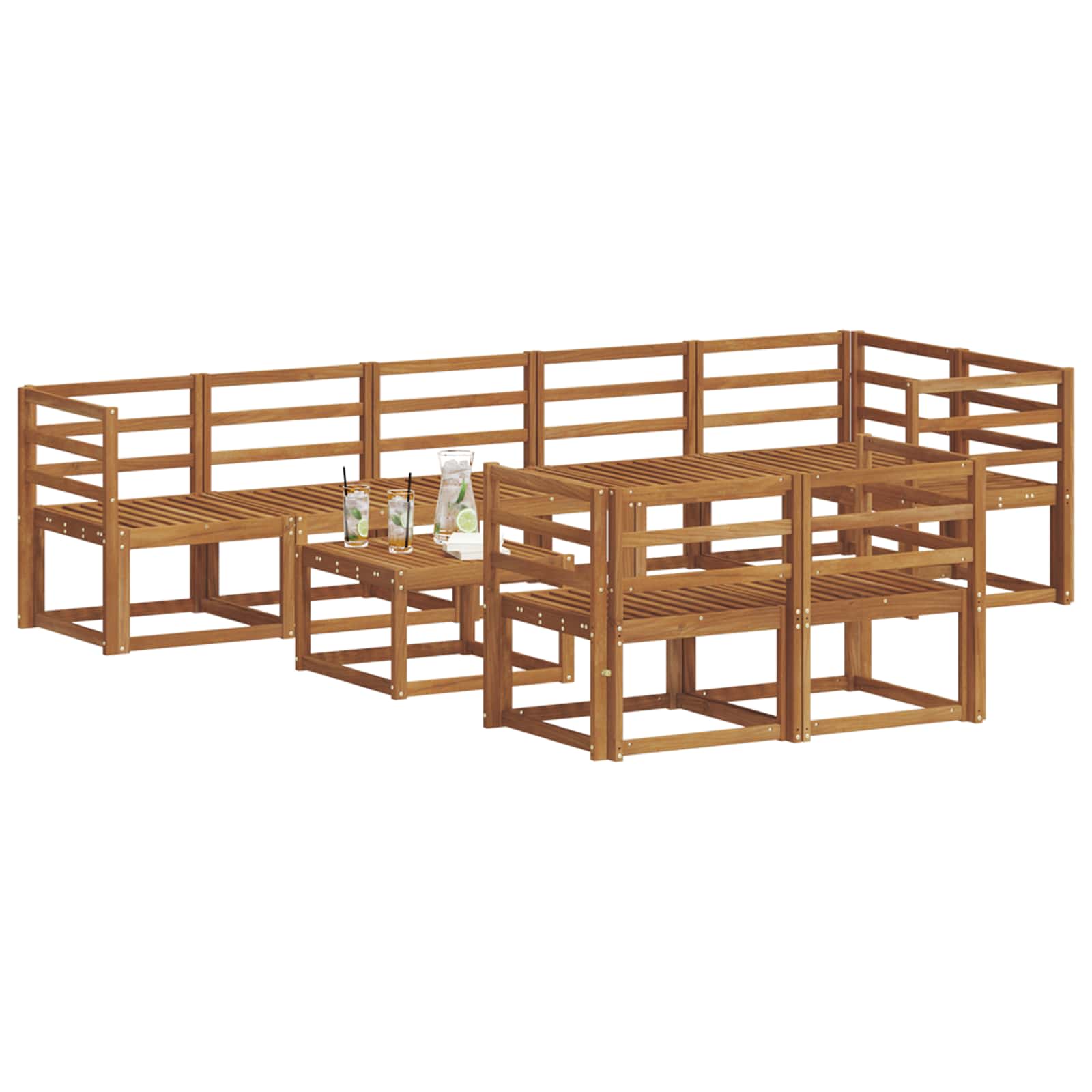 Set vanjskih sofa 9 pcs Prirodna Čvrsto drvo akacije