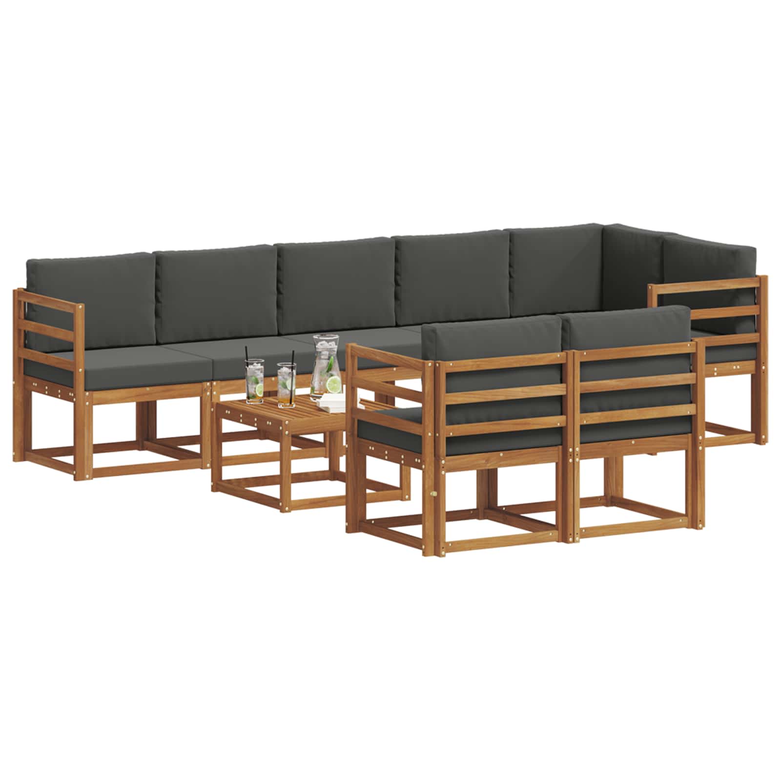 Set vanjskih sofa 9 kom. Prirodna i antracit