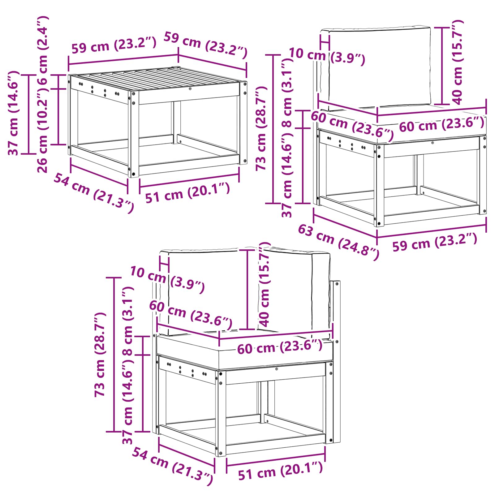 Set vanjskih sofa s jastukom 9 pcs Prirodna i antracit
