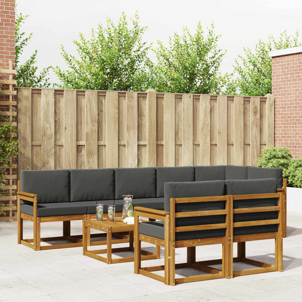 Set vanjskih sofa 9 kom. Prirodna i antracit