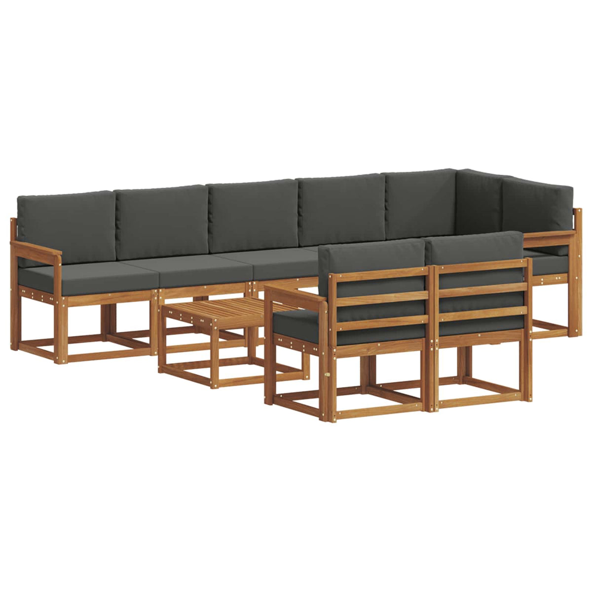 Set vanjskih sofa 9 kom. Prirodna i antracit