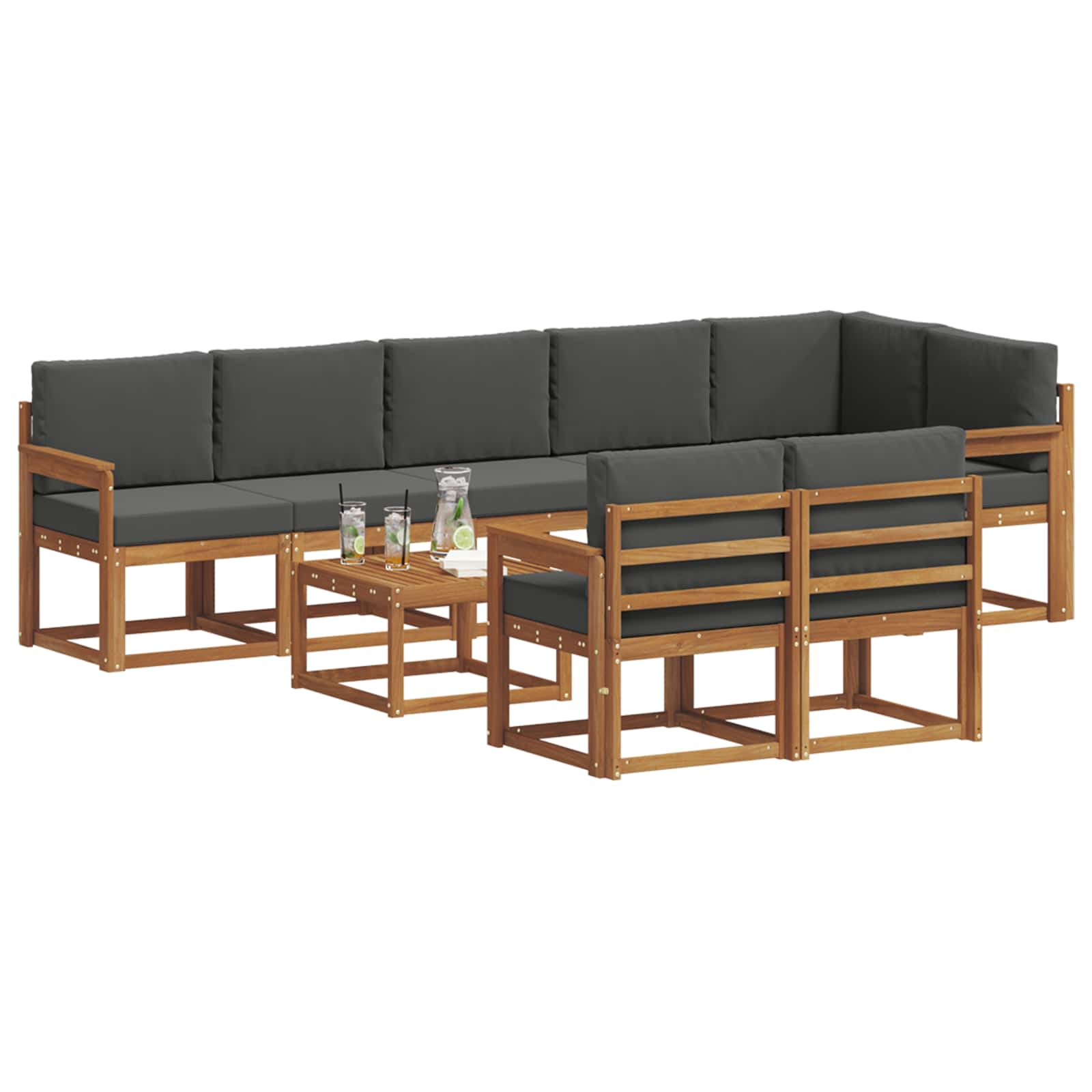 Set vanjskih sofa 9 kom. Prirodna i antracit