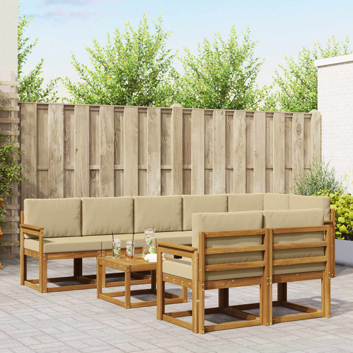 Set vanjskih sofa 9 kom. Prirodna i bež